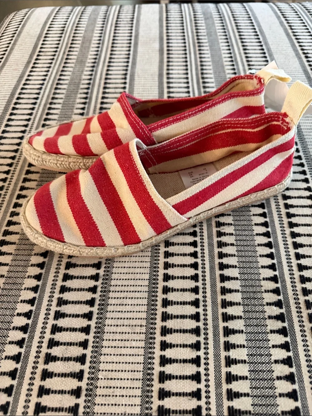 H&M Red and Cream Striped Slip-On Espadrilles for women
